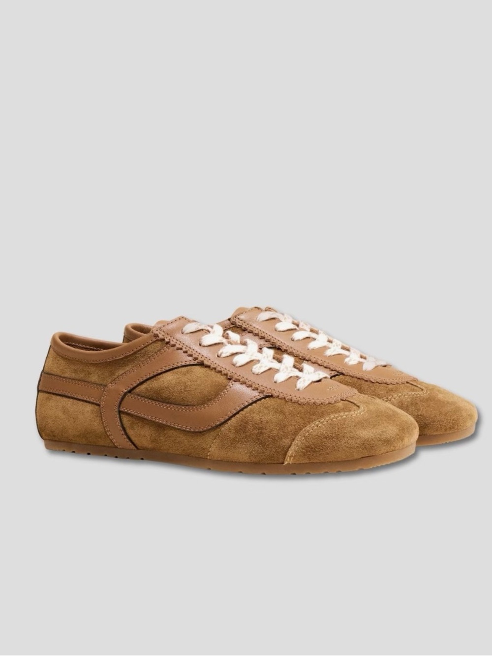 Brown Suede Women's Sneaker with Contrast Stitching